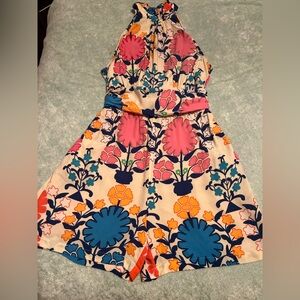 Anthropologie PLENTY by Tracy Reese Ruffled Floral Romper Belt Lined XL